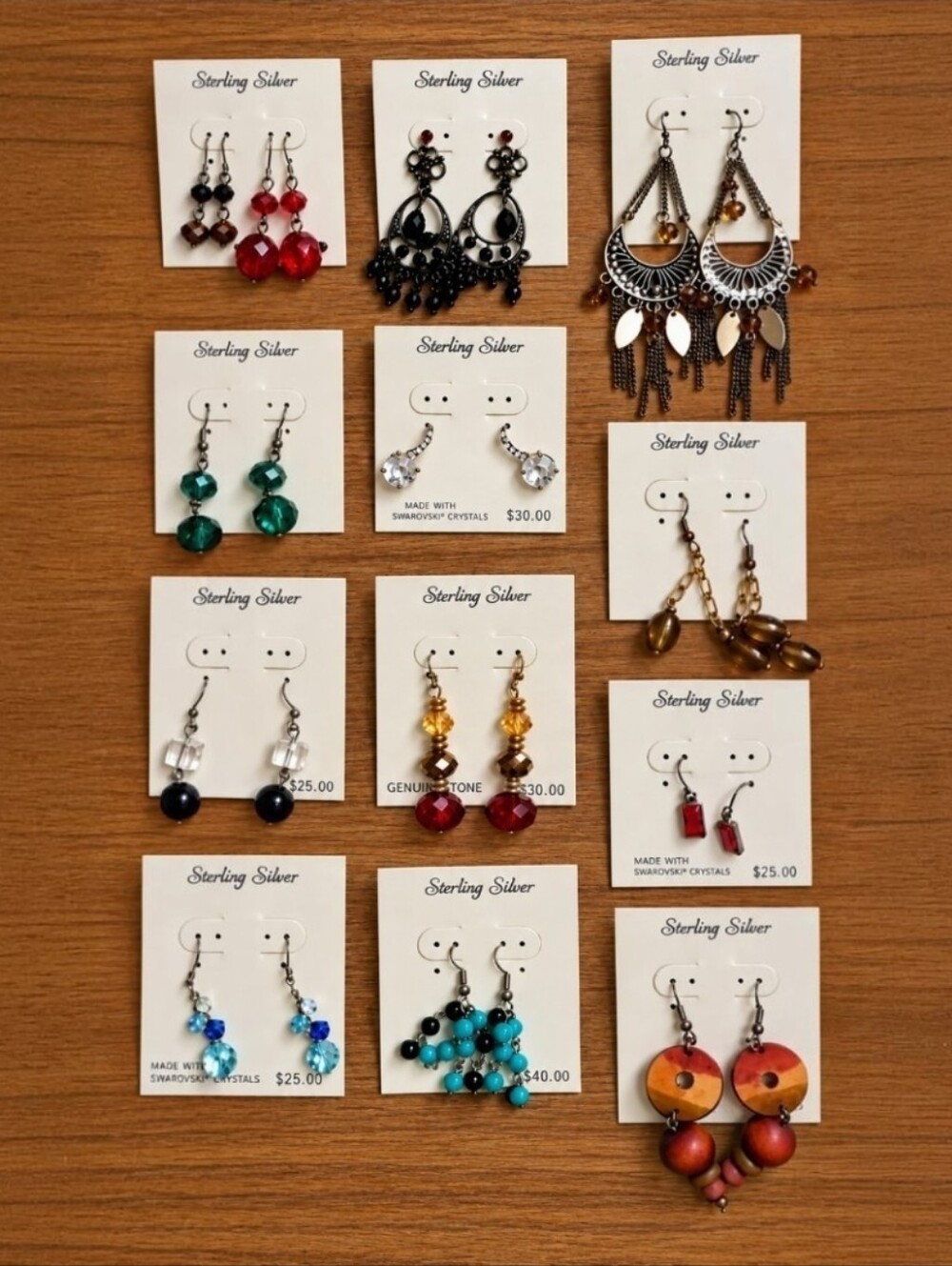 Sterling Silver Earrings Lot – 12 Pairs – Like New on Cards